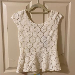 White Lace Peplum Top